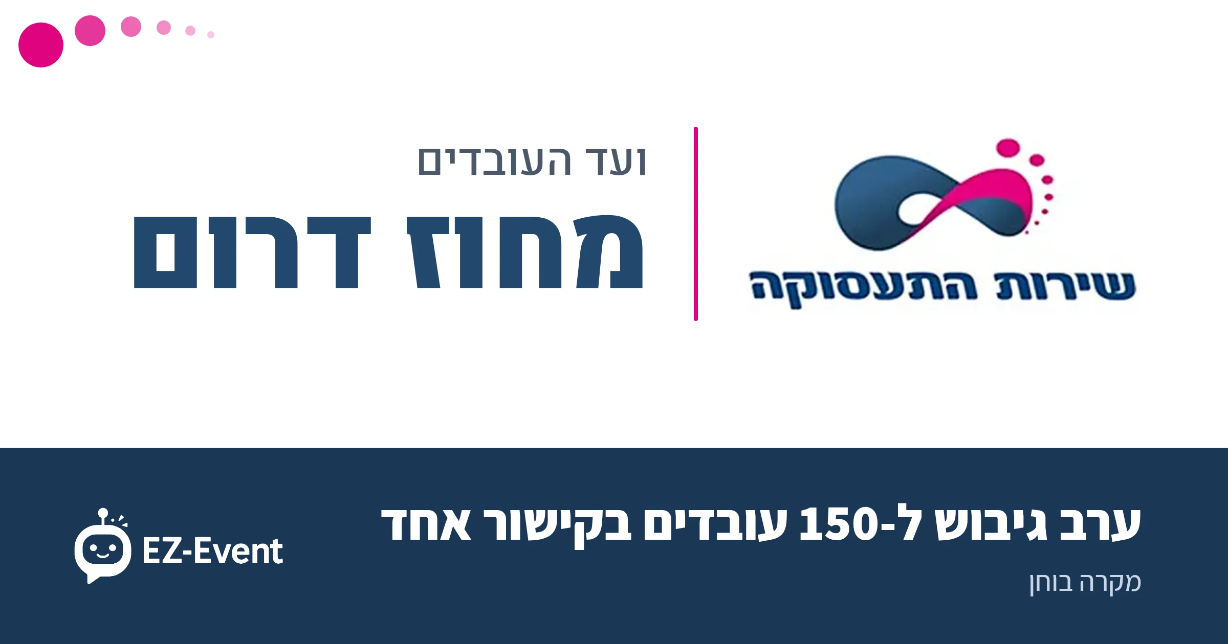 הלוגו של שירות התעסוקה מחוז דרום לצד הכותרת: ערב גיבוש ל-150 עובדים בקישור אחד